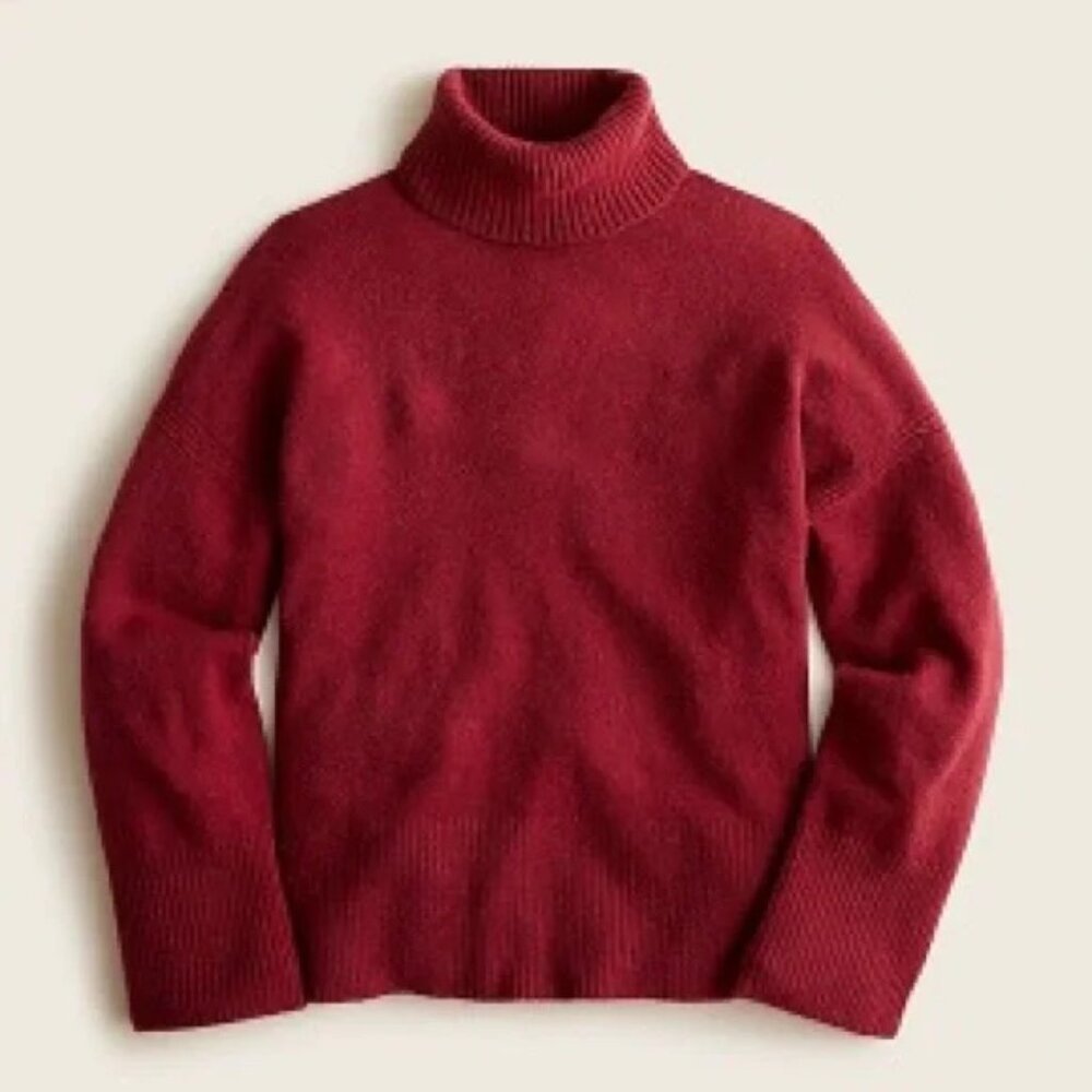 J Crew Sweater Turtleneck Supersoft Yarn Merino Wool Maroon Size XS Extra Small